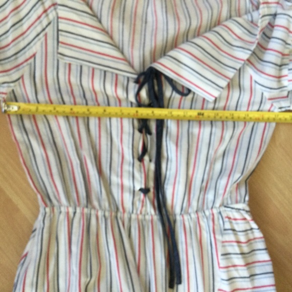 Current Air Dress Medium Los Angeles Cotton Lined Stripe Ruffles Midi Coastal - Picture 4 of 10